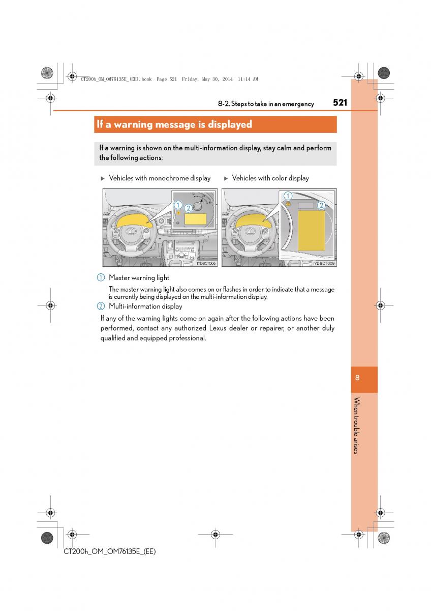 Lexus CT200h owners manual / page 521