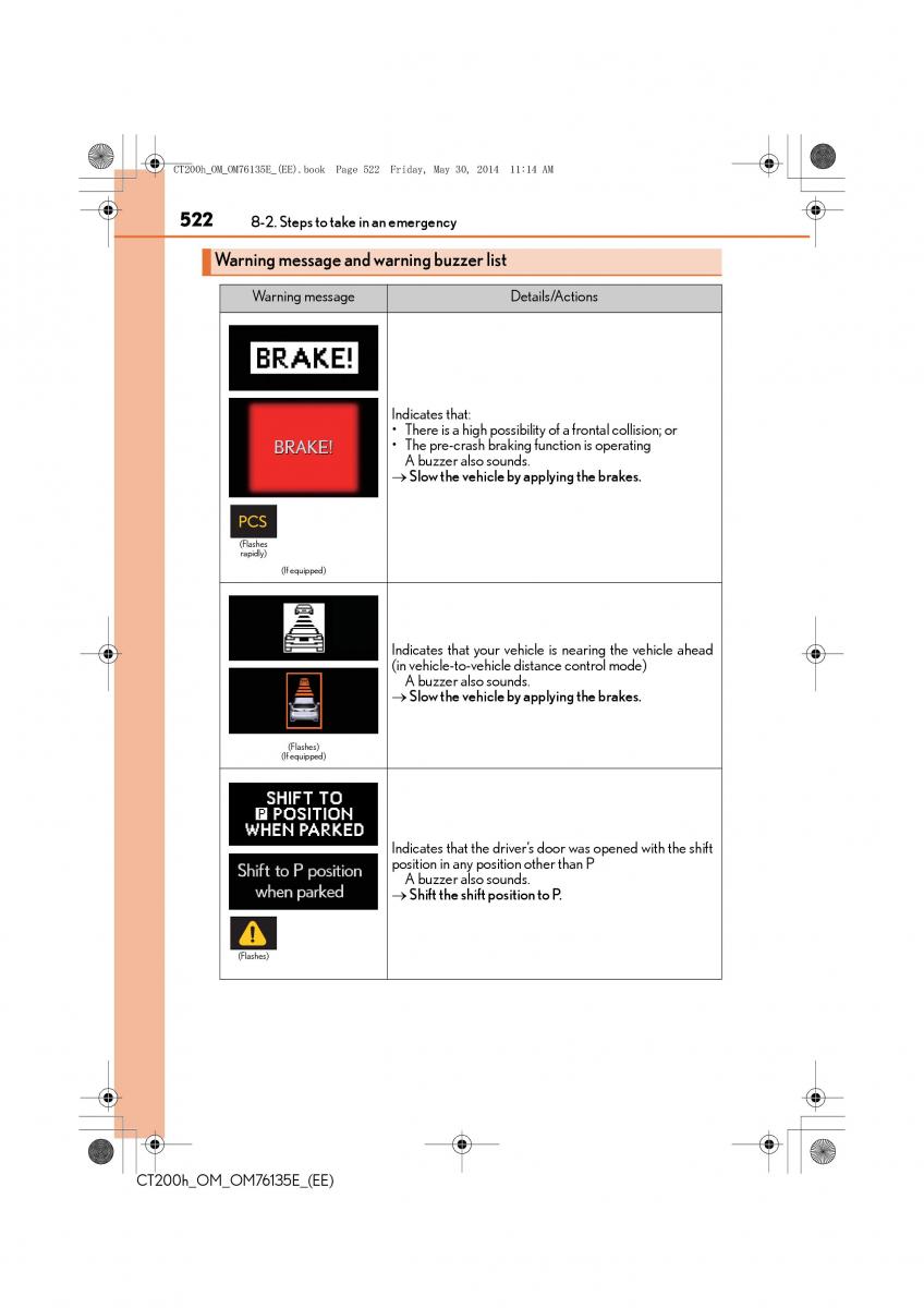 Lexus CT200h owners manual / page 522