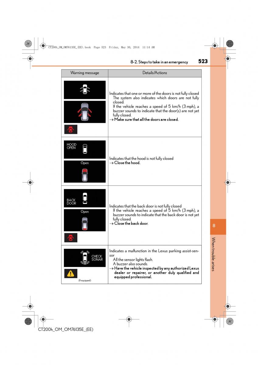Lexus CT200h owners manual / page 523