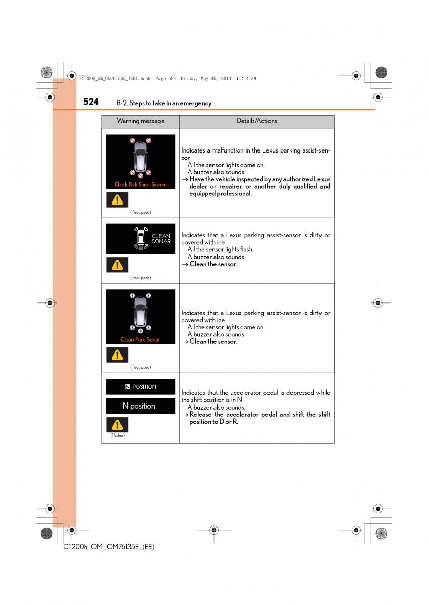 Lexus CT200h owners manual / page 524