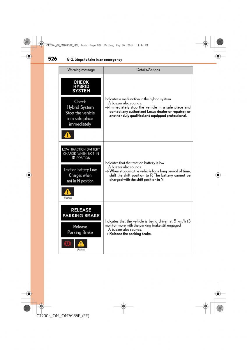 Lexus CT200h owners manual / page 526