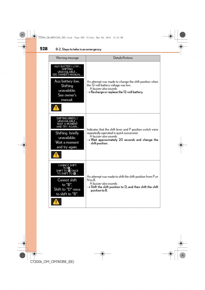 Lexus CT200h owners manual / page 528