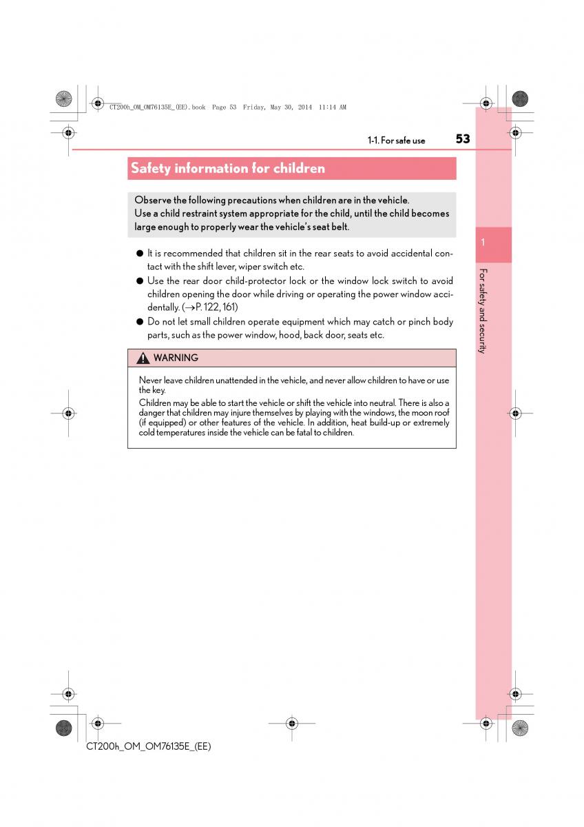 Lexus CT200h owners manual / page 53