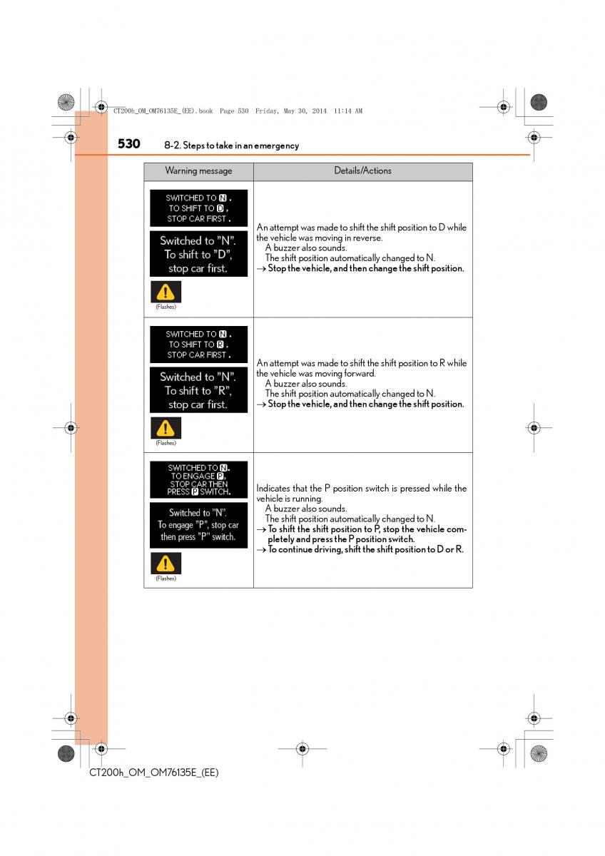 Lexus CT200h owners manual / page 530