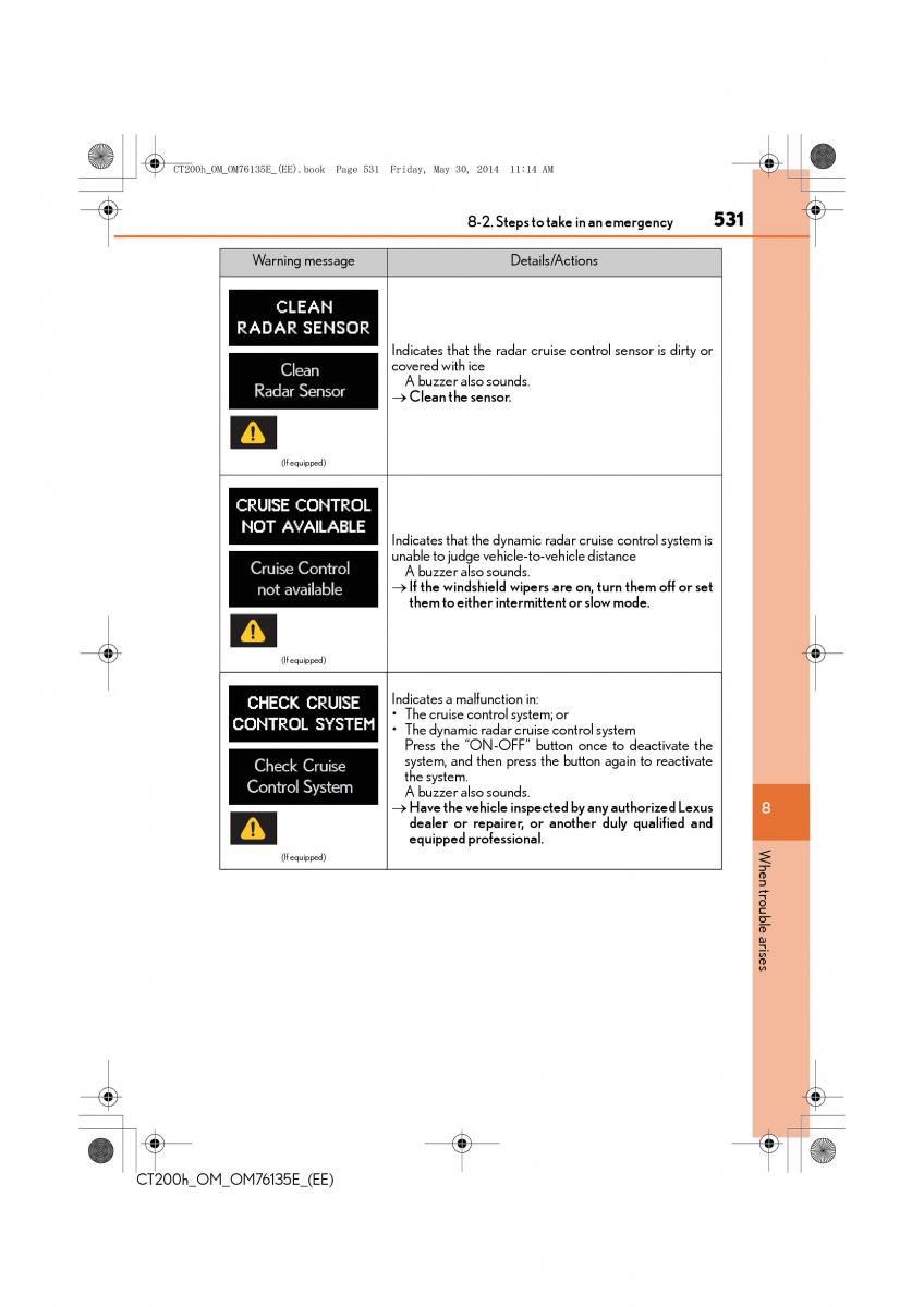 Lexus CT200h owners manual / page 531