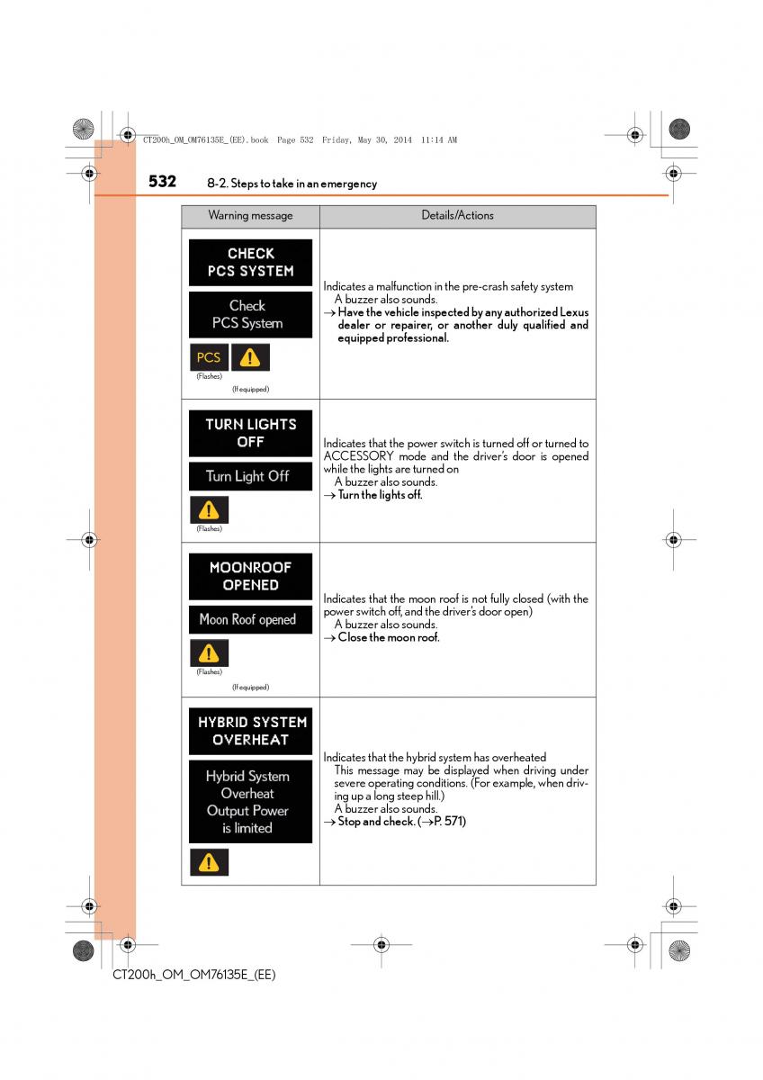 Lexus CT200h owners manual / page 532