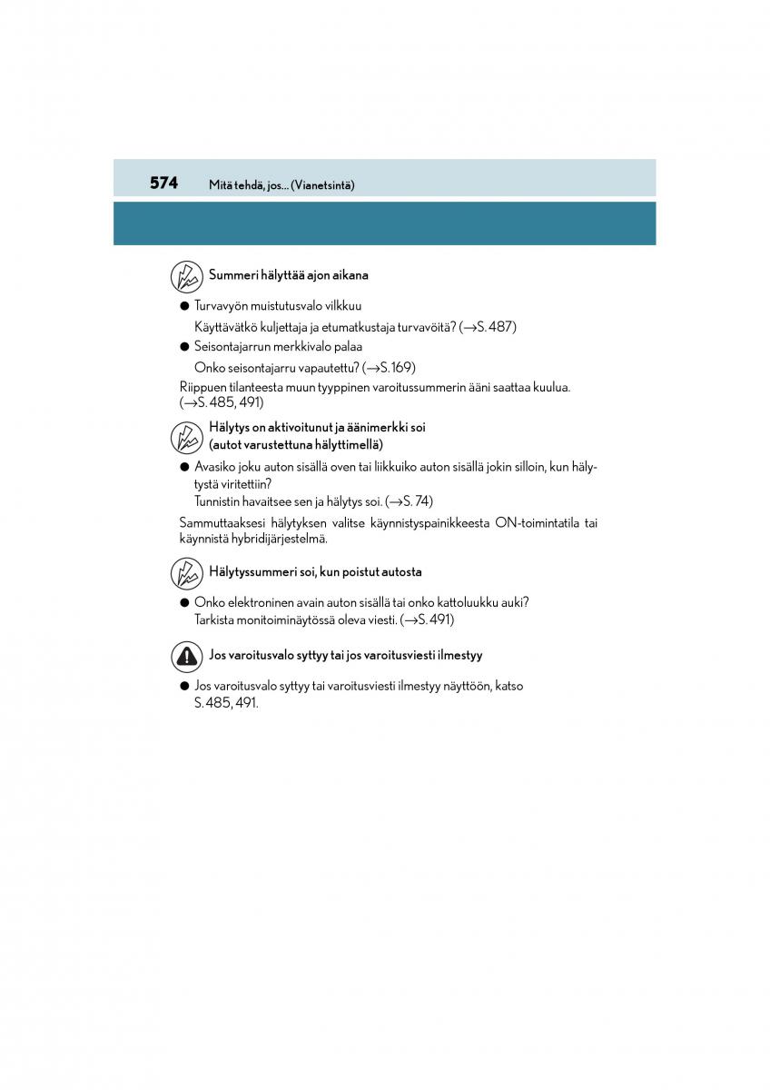 Lexus CT200h omistajan kasikirja / page 574