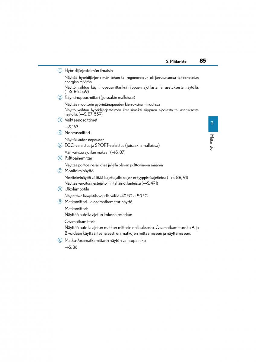 manual  Lexus CT200h omistajan kasikirja / page 85