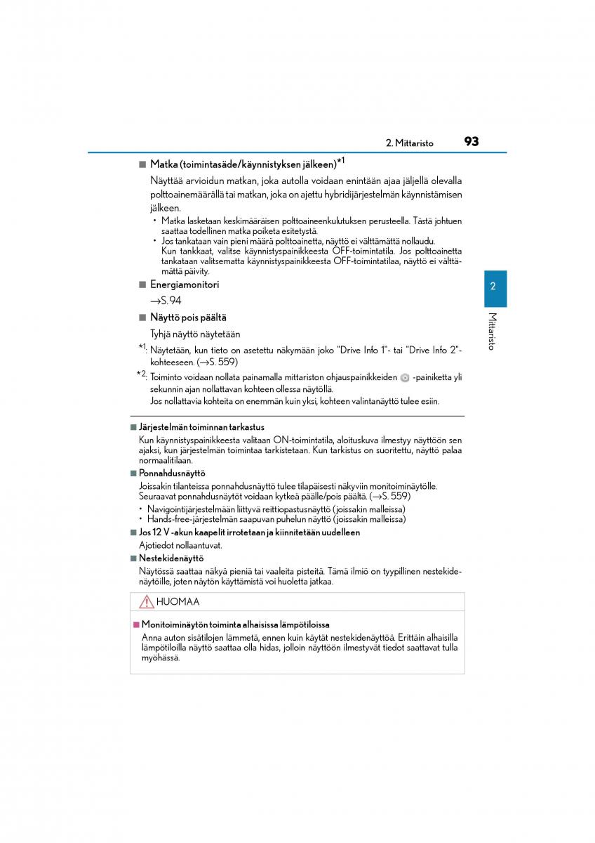 manual  Lexus CT200h omistajan kasikirja / page 93
