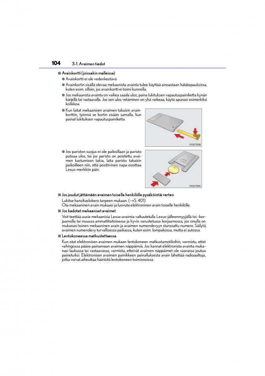 Lexus CT200h omistajan kasikirja / page 104