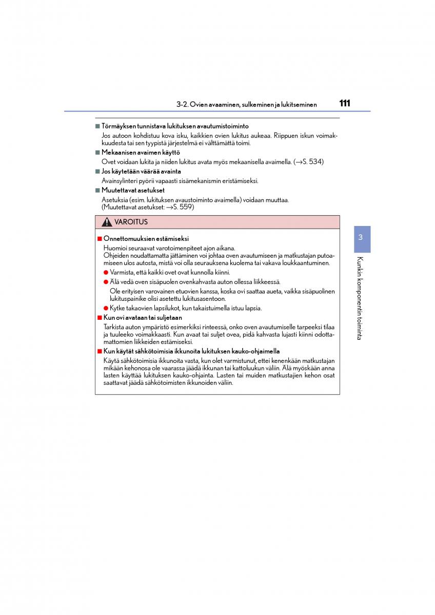 Lexus CT200h omistajan kasikirja / page 111