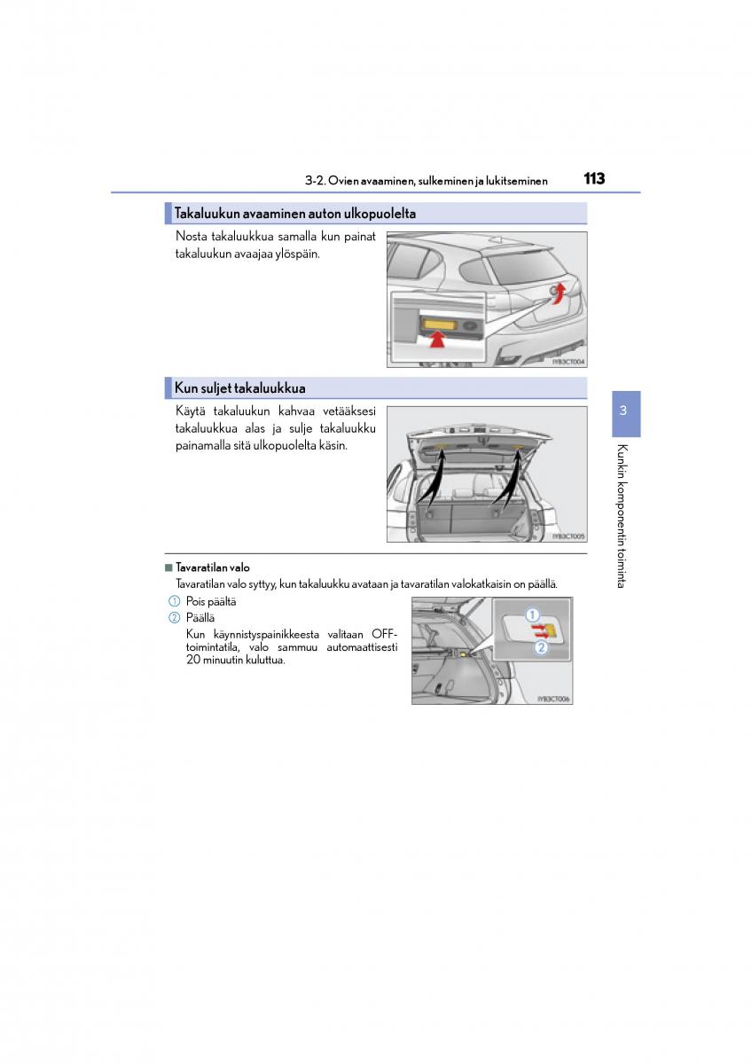 manual  Lexus CT200h omistajan kasikirja / page 113