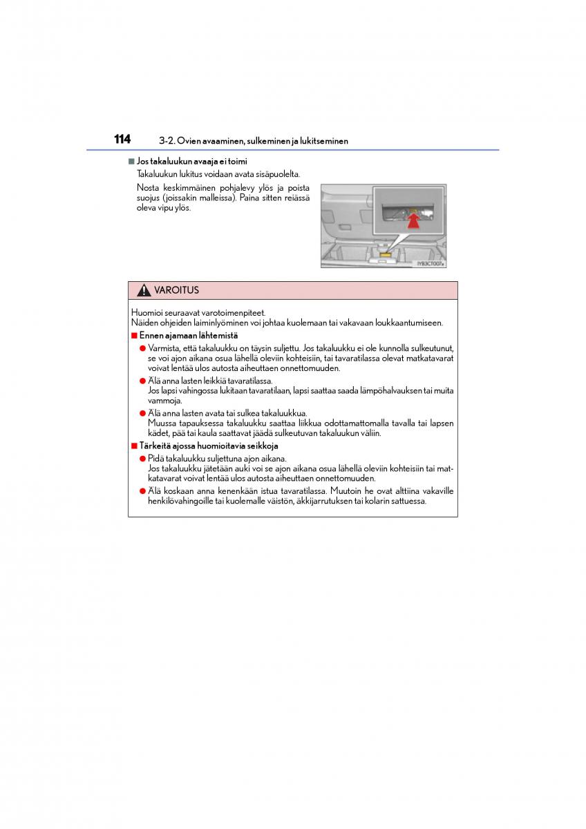 manual  Lexus CT200h omistajan kasikirja / page 114