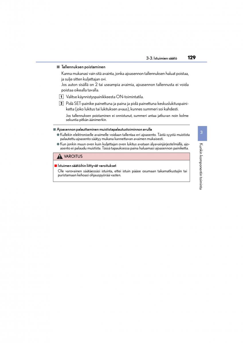 manual  Lexus CT200h omistajan kasikirja / page 129