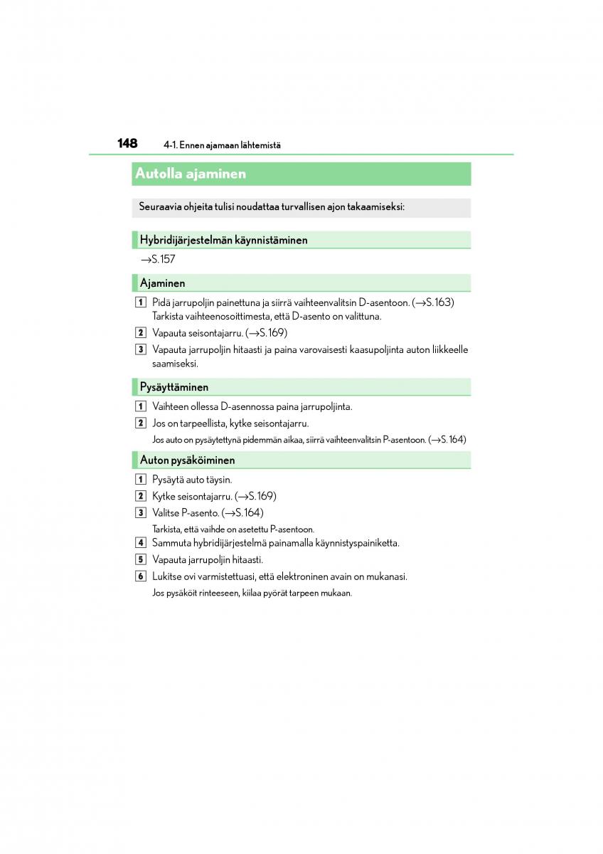 Lexus CT200h omistajan kasikirja / page 148