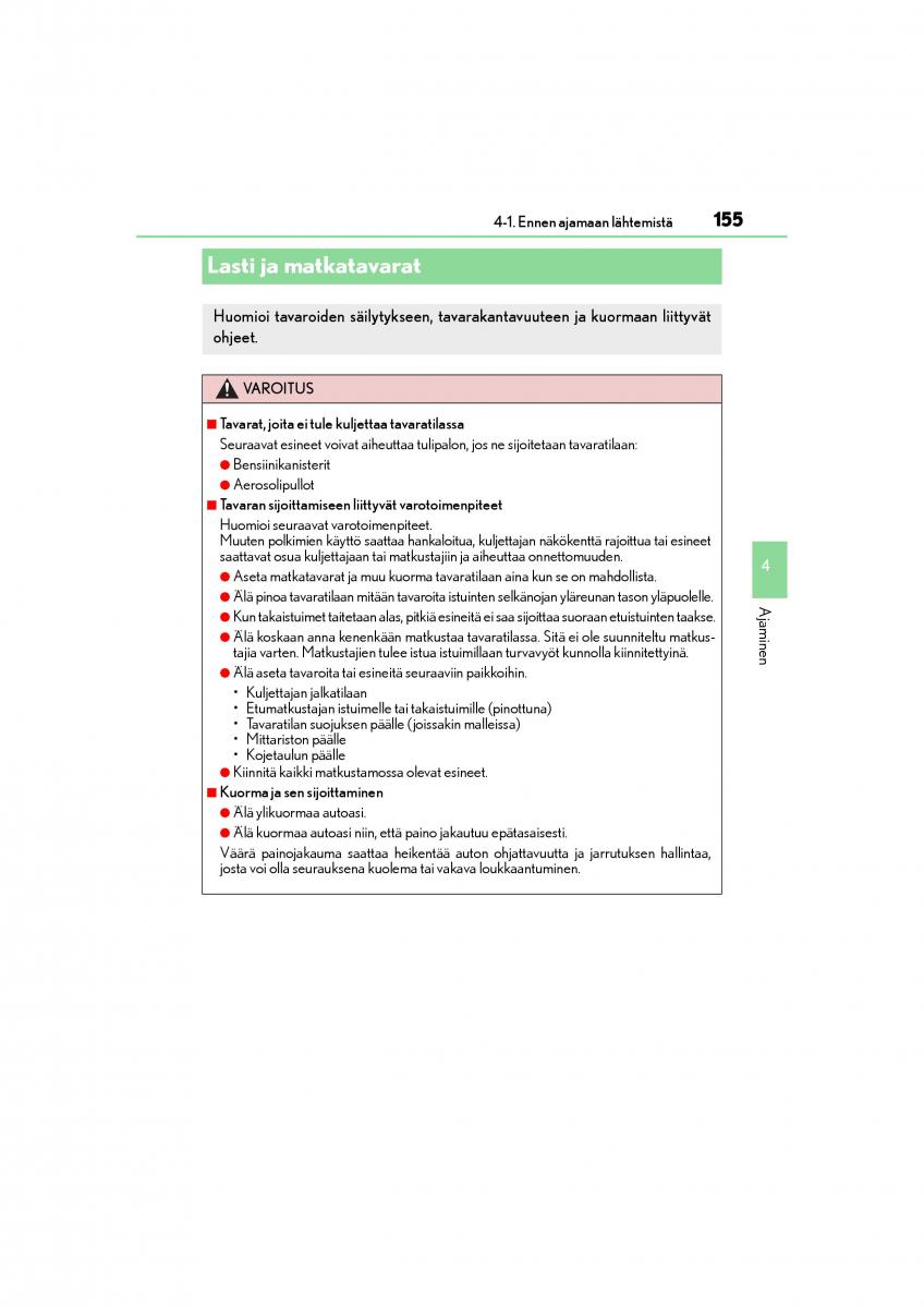 manual  Lexus CT200h omistajan kasikirja / page 155