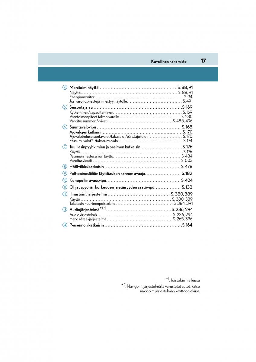 manual  Lexus CT200h omistajan kasikirja / page 17