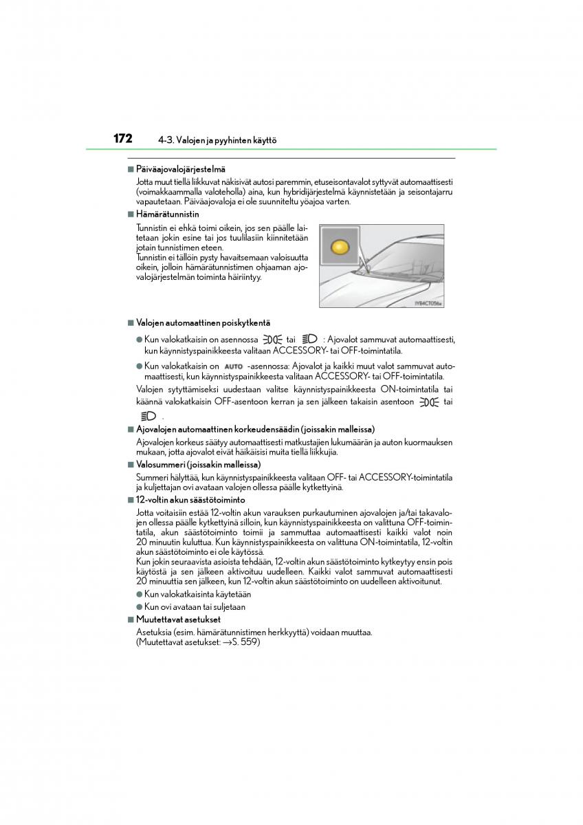 manual  Lexus CT200h omistajan kasikirja / page 172