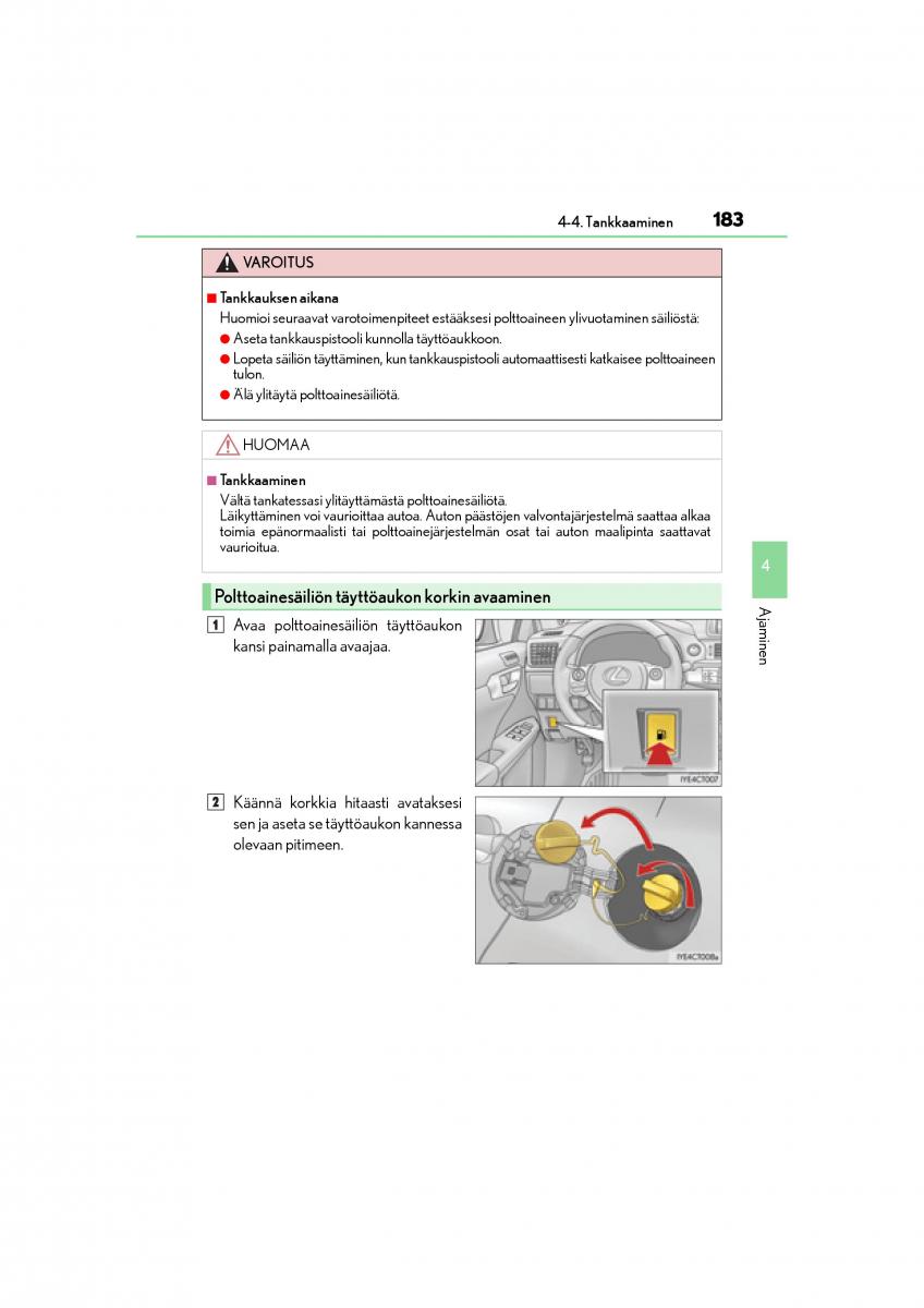 manual  Lexus CT200h omistajan kasikirja / page 183