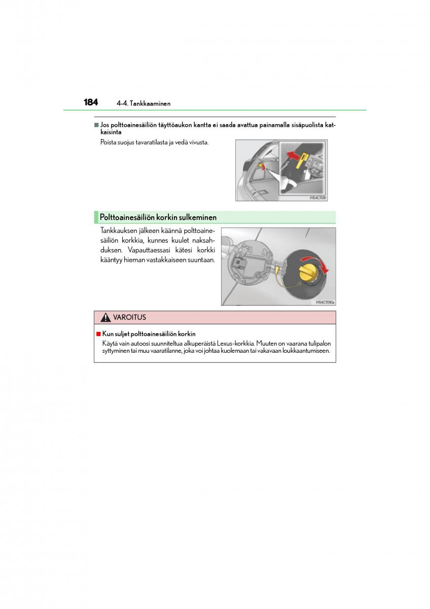 Lexus CT200h omistajan kasikirja / page 184