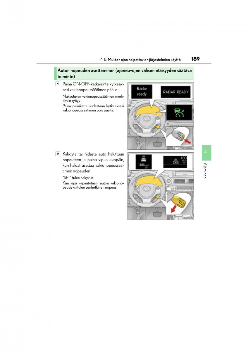 Lexus CT200h omistajan kasikirja / page 189