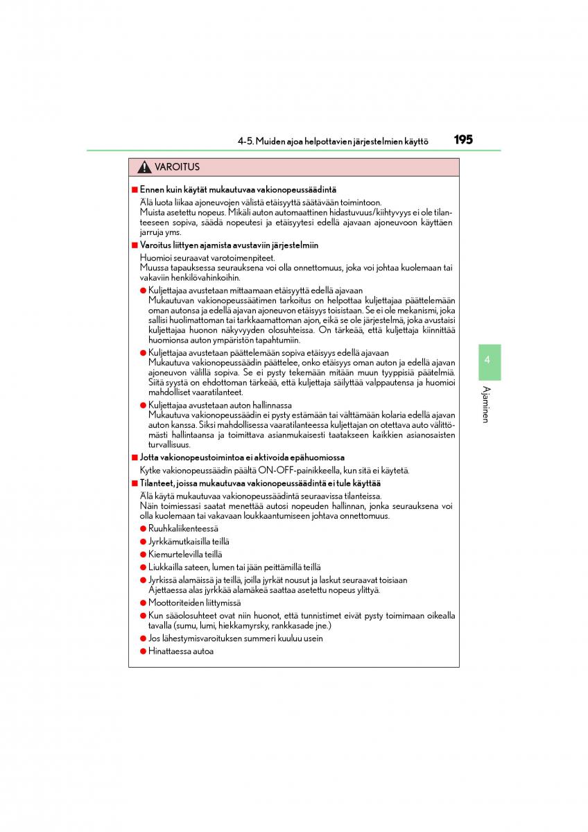 Lexus CT200h omistajan kasikirja / page 195