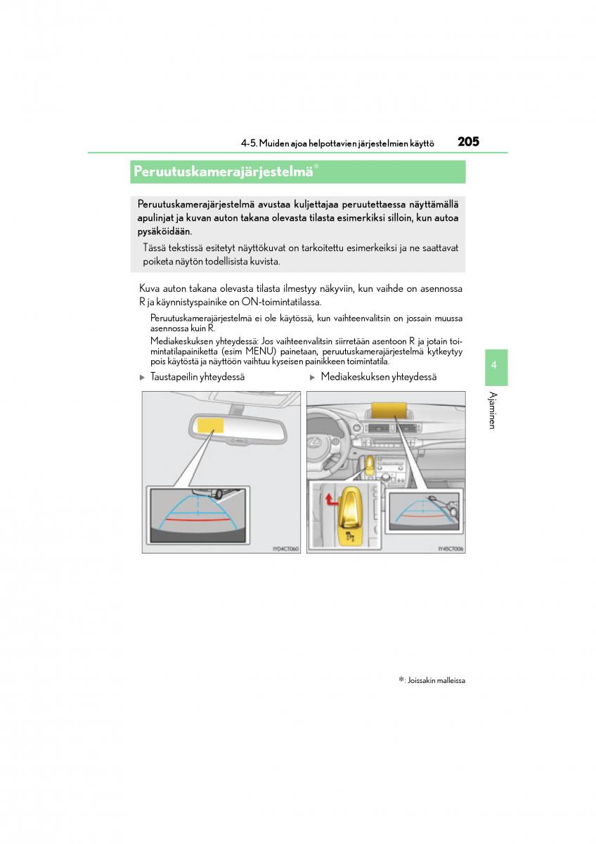 manual  Lexus CT200h omistajan kasikirja / page 205