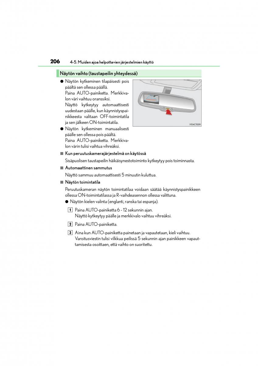 Lexus CT200h omistajan kasikirja / page 206