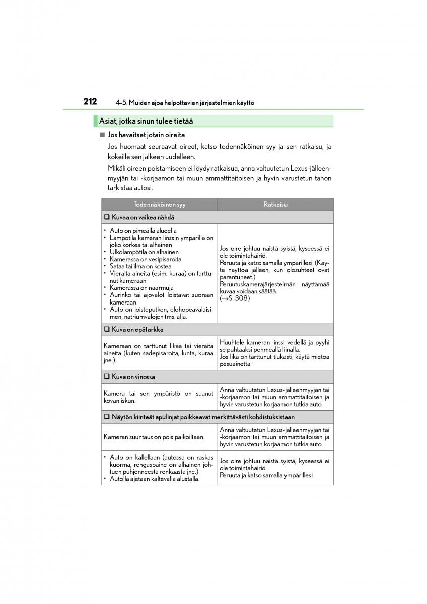 manual  Lexus CT200h omistajan kasikirja / page 212
