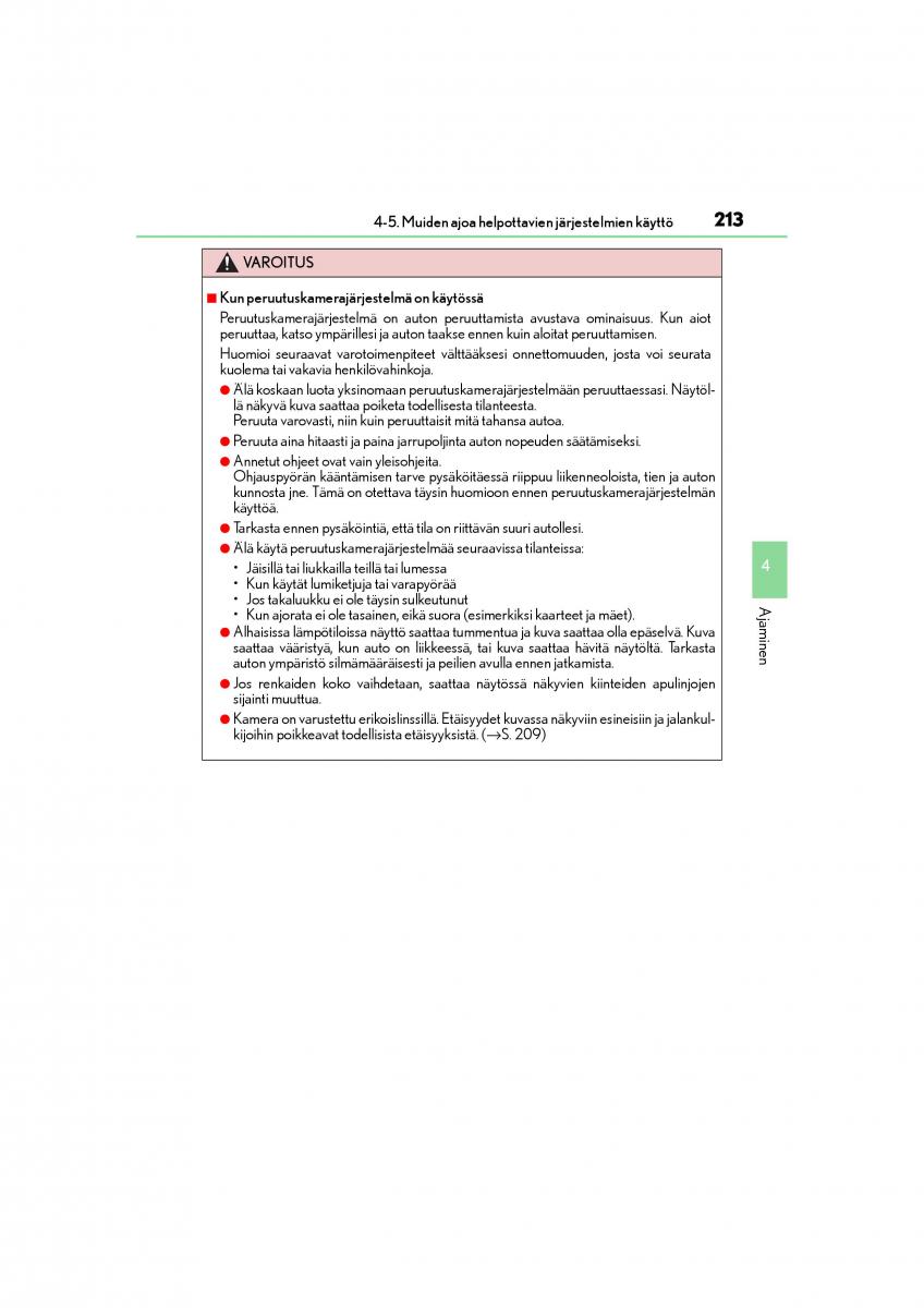 manual  Lexus CT200h omistajan kasikirja / page 213