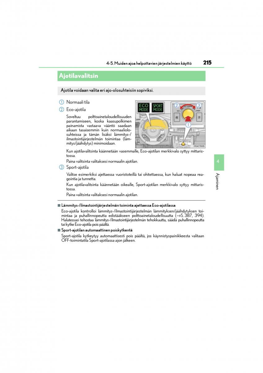 Lexus CT200h omistajan kasikirja / page 215