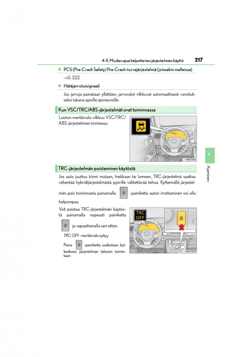 Lexus CT200h omistajan kasikirja / page 217