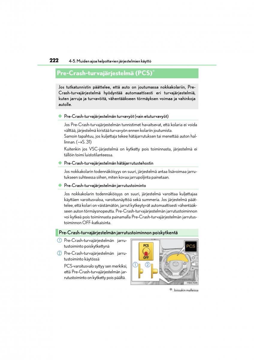 Lexus CT200h omistajan kasikirja / page 222