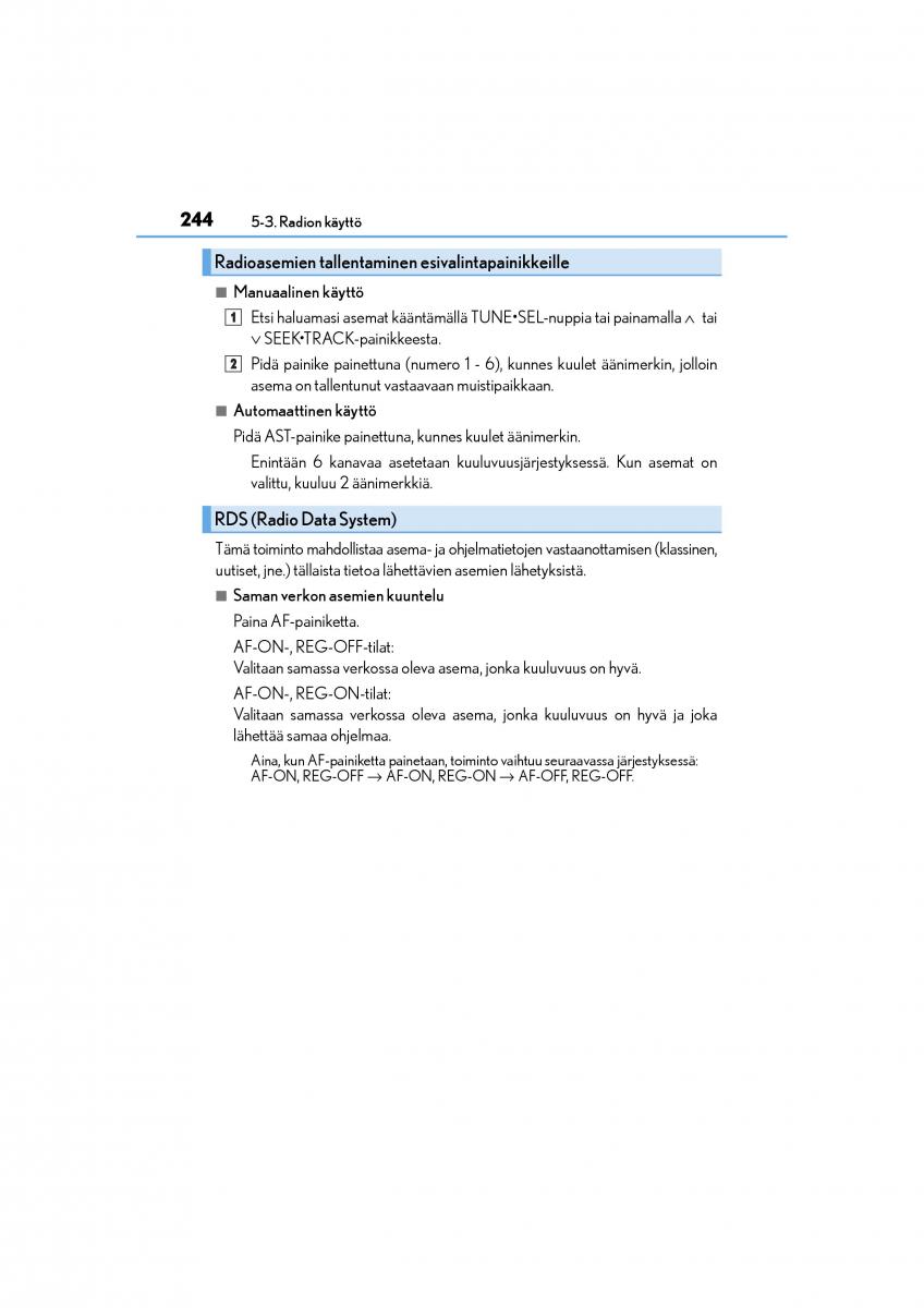 manual  Lexus CT200h omistajan kasikirja / page 244