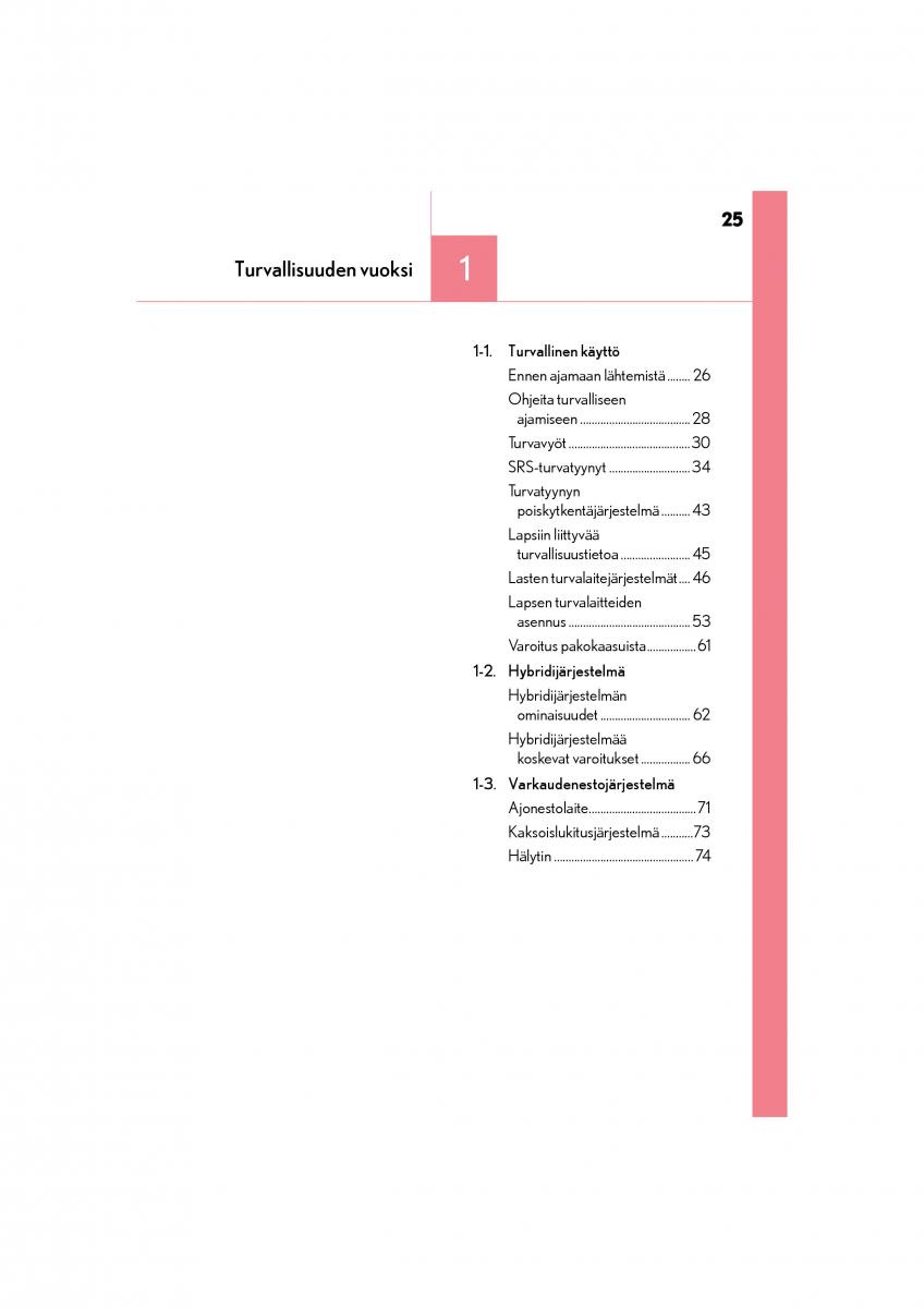 manual  Lexus CT200h omistajan kasikirja / page 25