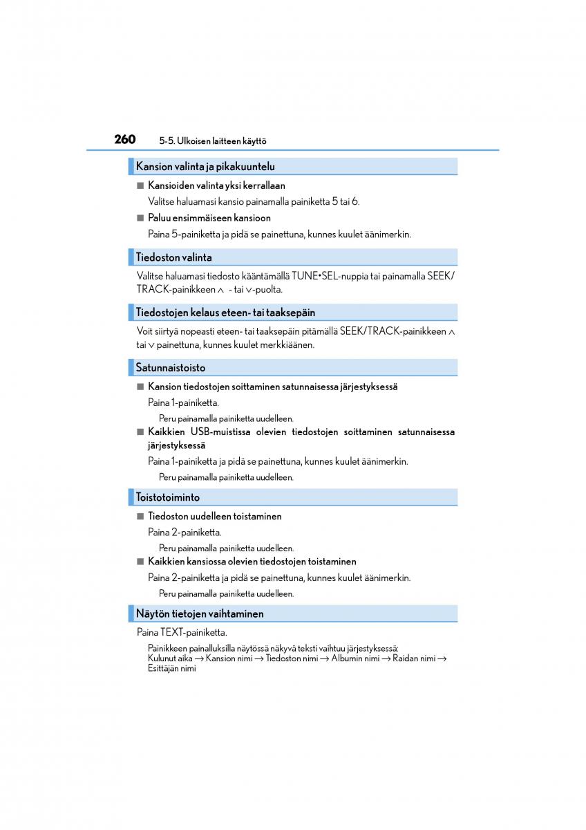 Lexus CT200h omistajan kasikirja / page 260