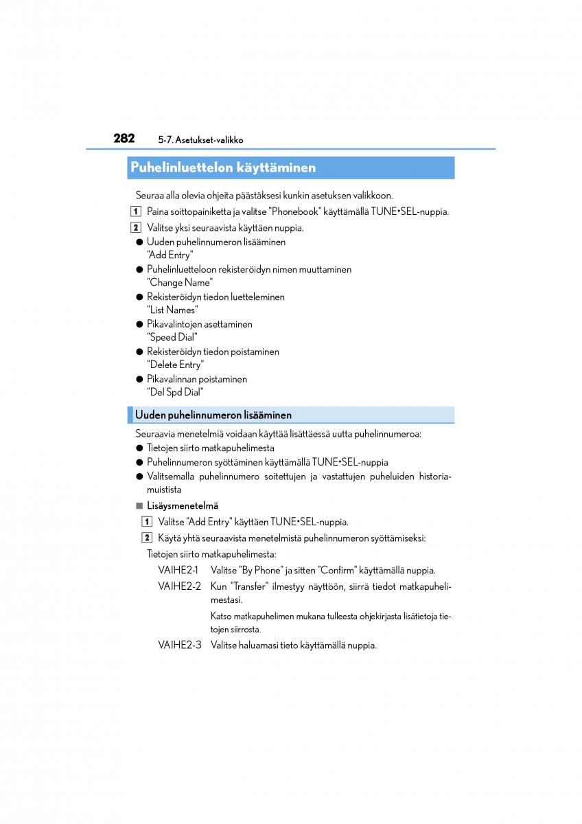 manual  Lexus CT200h omistajan kasikirja / page 282