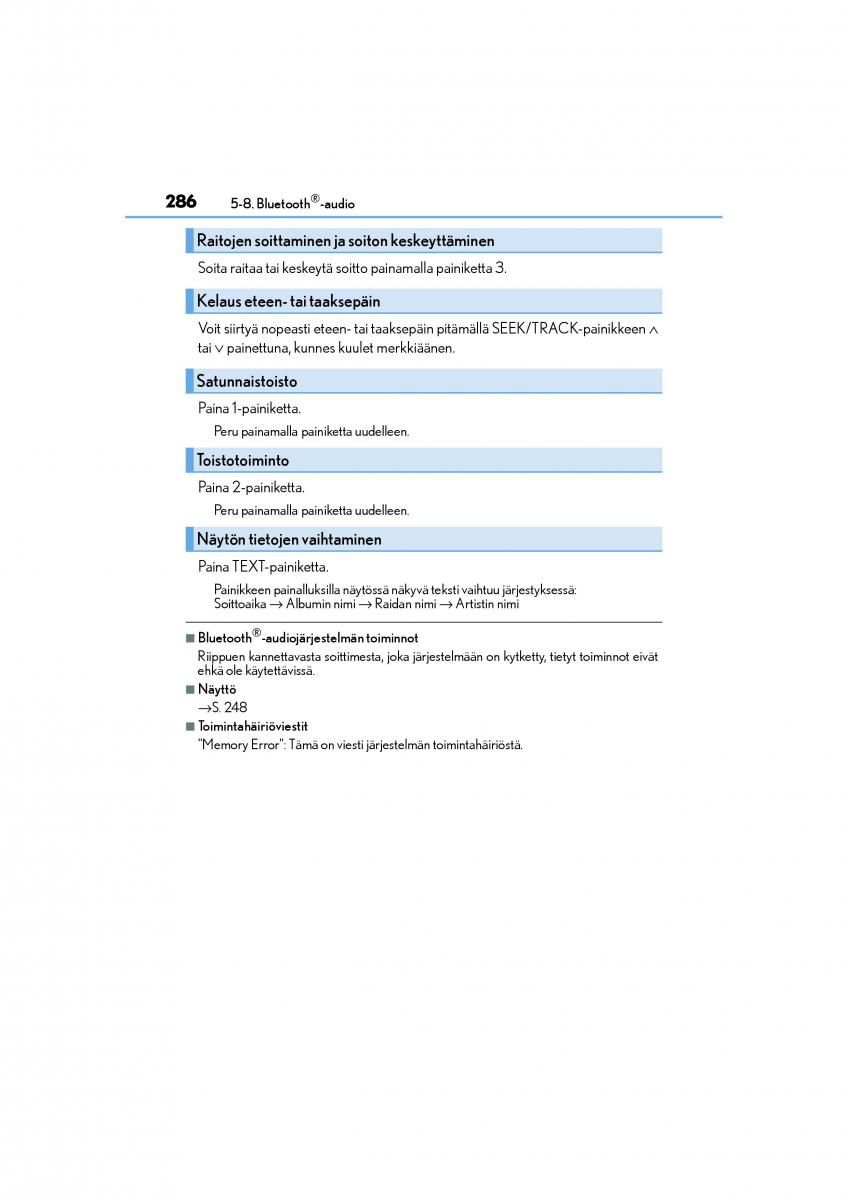 Lexus CT200h omistajan kasikirja / page 286