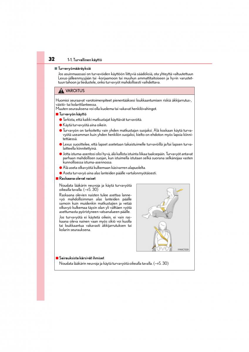 manual  Lexus CT200h omistajan kasikirja / page 32