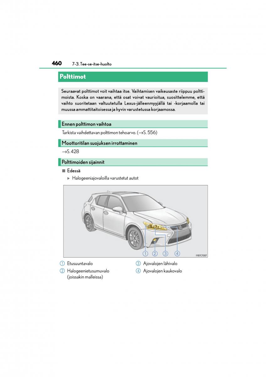 Lexus CT200h omistajan kasikirja / page 460