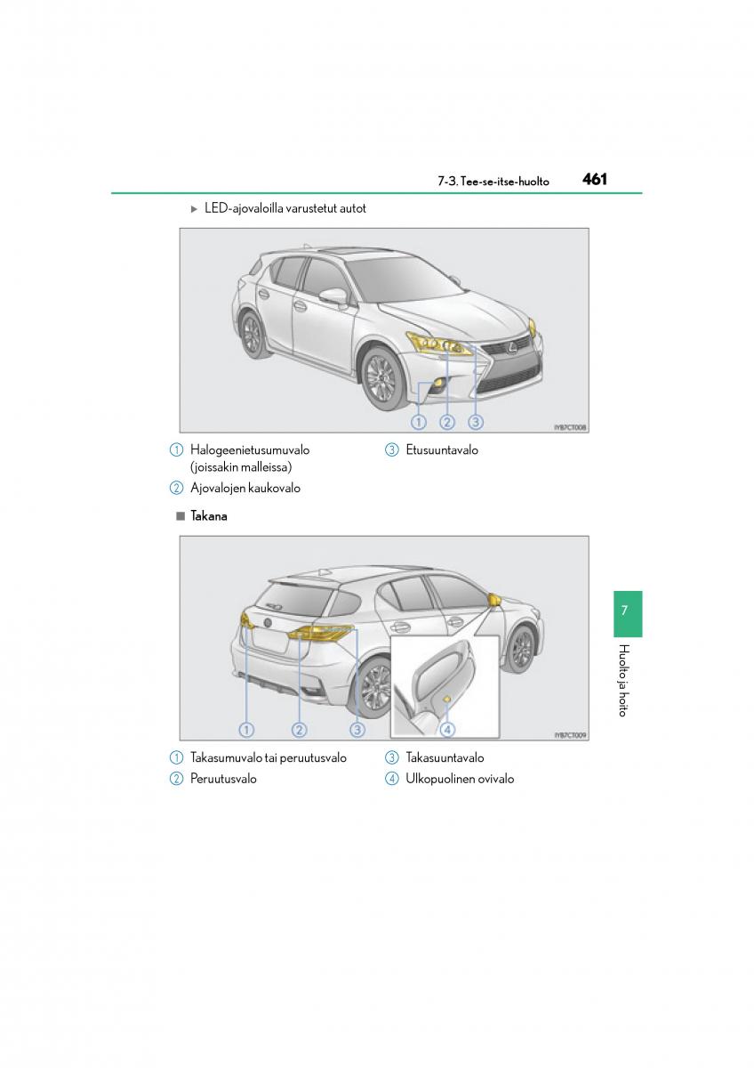 Lexus CT200h omistajan kasikirja / page 461