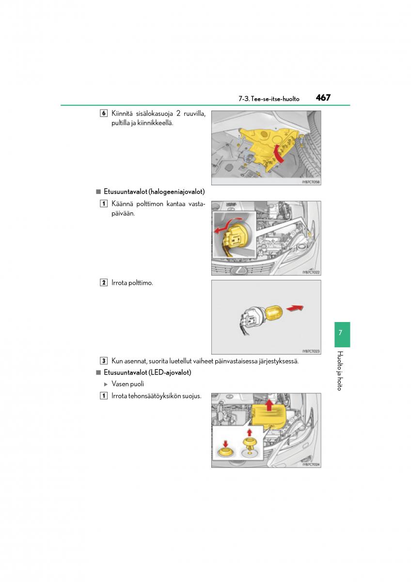 manual  Lexus CT200h omistajan kasikirja / page 467