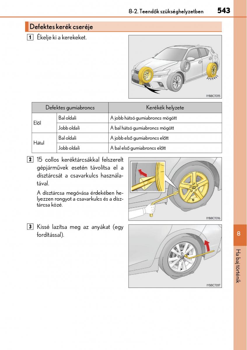 Lexus CT200h Kezelesi utmutato / page 543