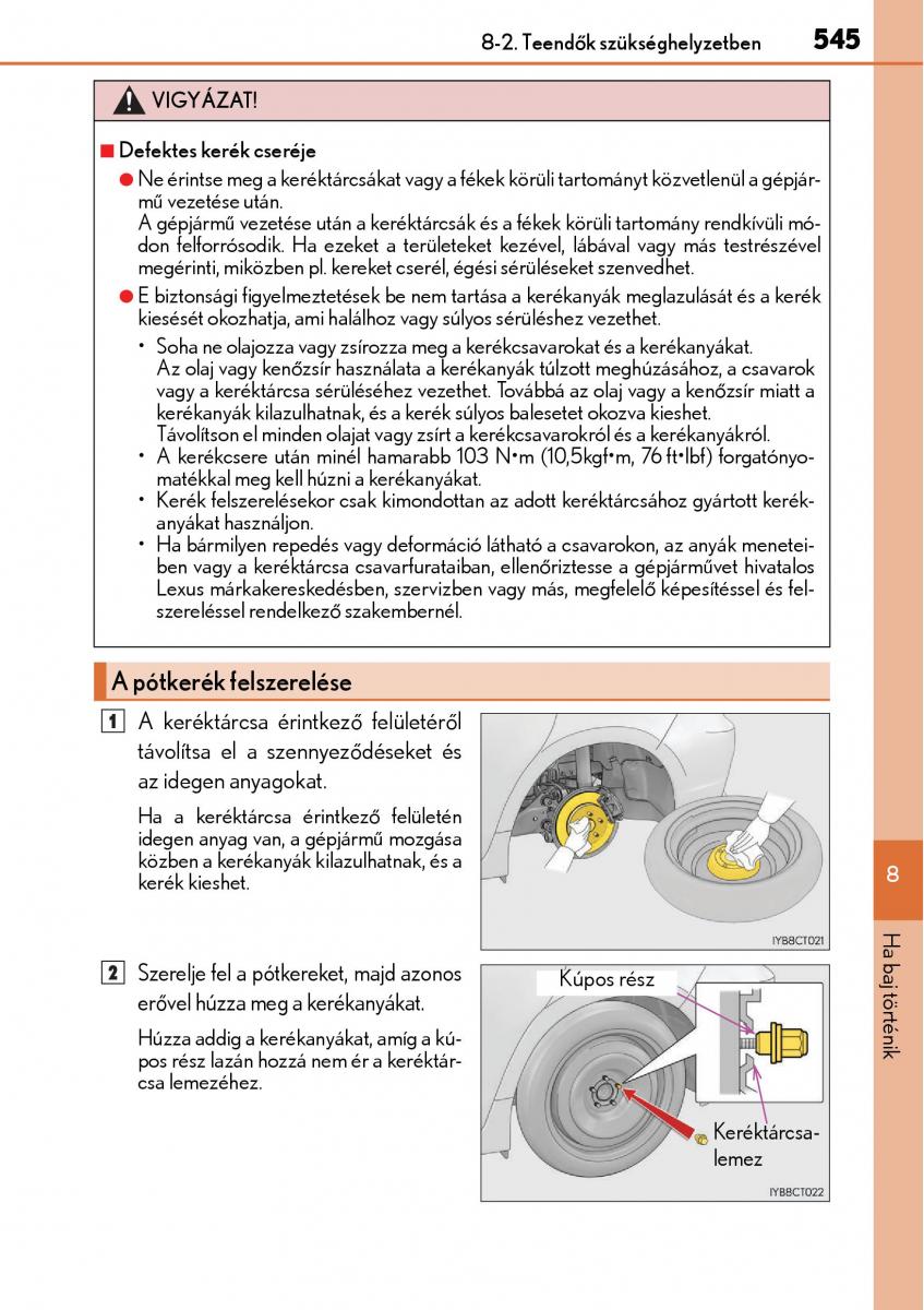 Lexus CT200h Kezelesi utmutato / page 545