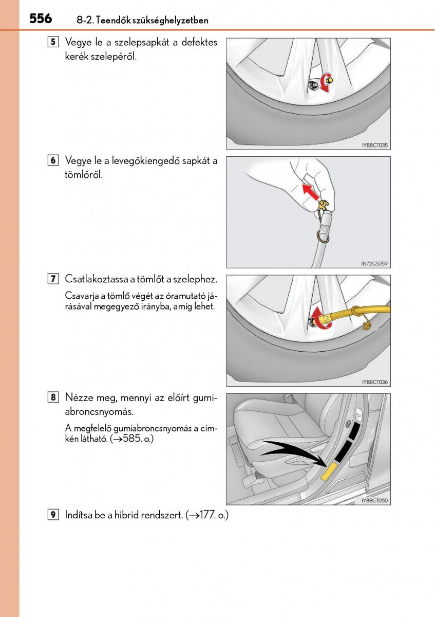 Lexus CT200h Kezelesi utmutato / page 556