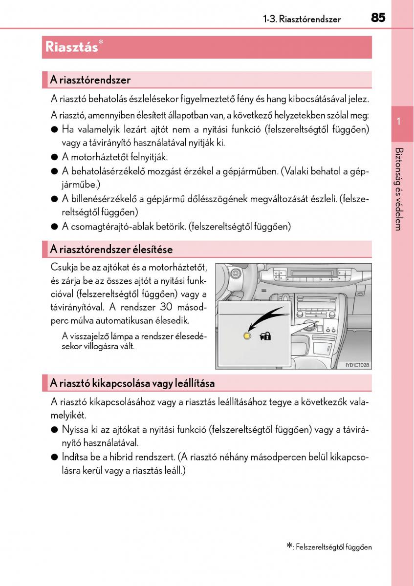 Lexus CT200h Kezelesi utmutato / page 85