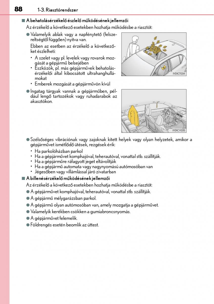 Lexus CT200h Kezelesi utmutato / page 88