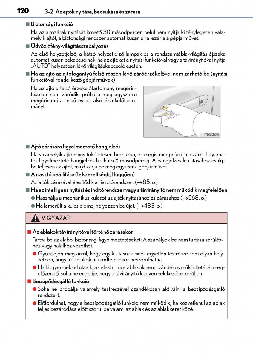 Lexus CT200h Kezelesi utmutato / page 120