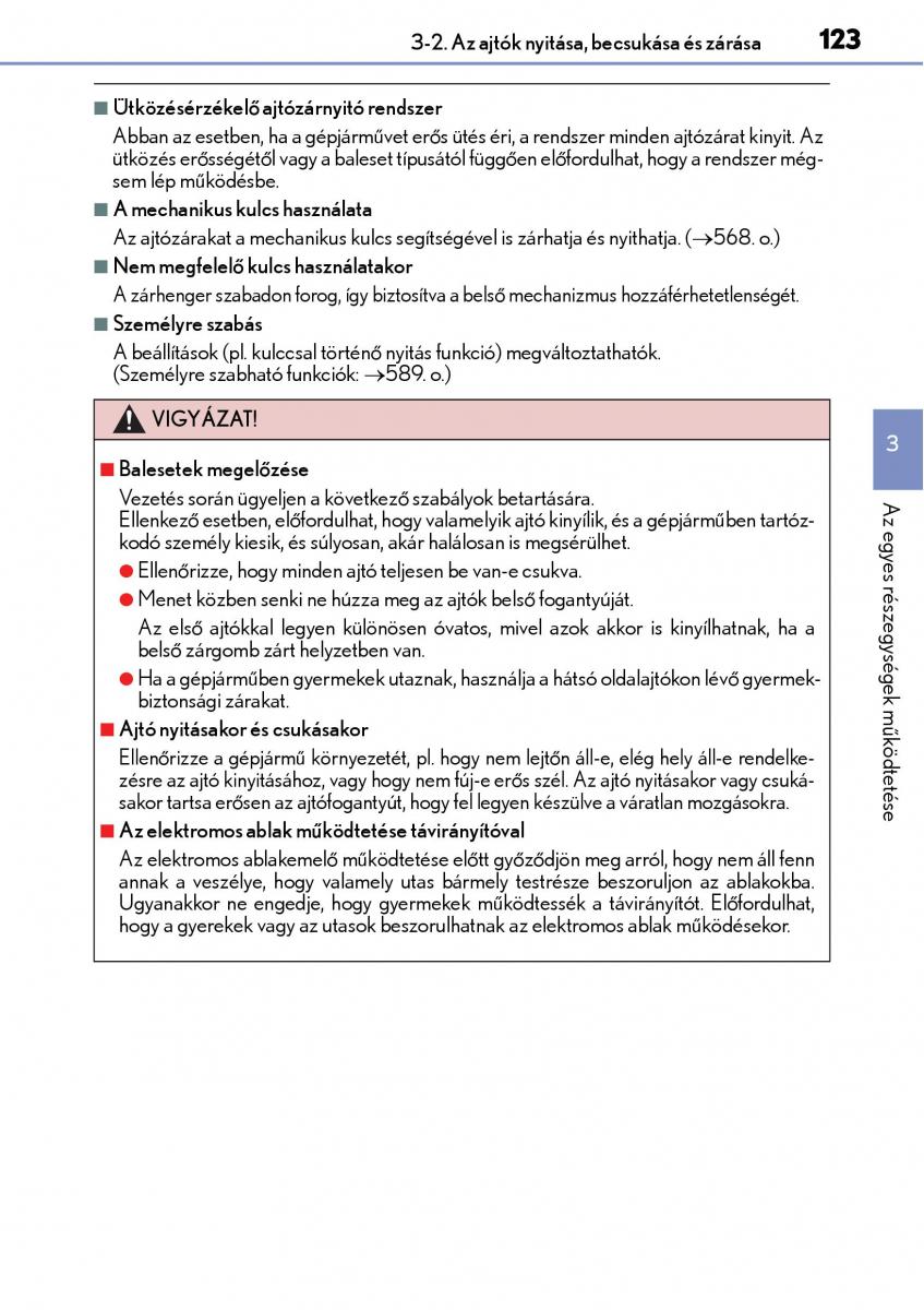 Lexus CT200h Kezelesi utmutato / page 123