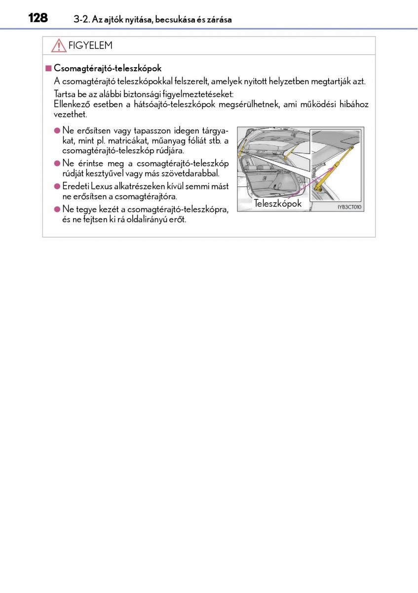 Lexus CT200h Kezelesi utmutato / page 128